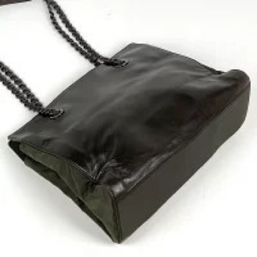 Prada Bag Brown Leather Chain Tote Green Shoulder